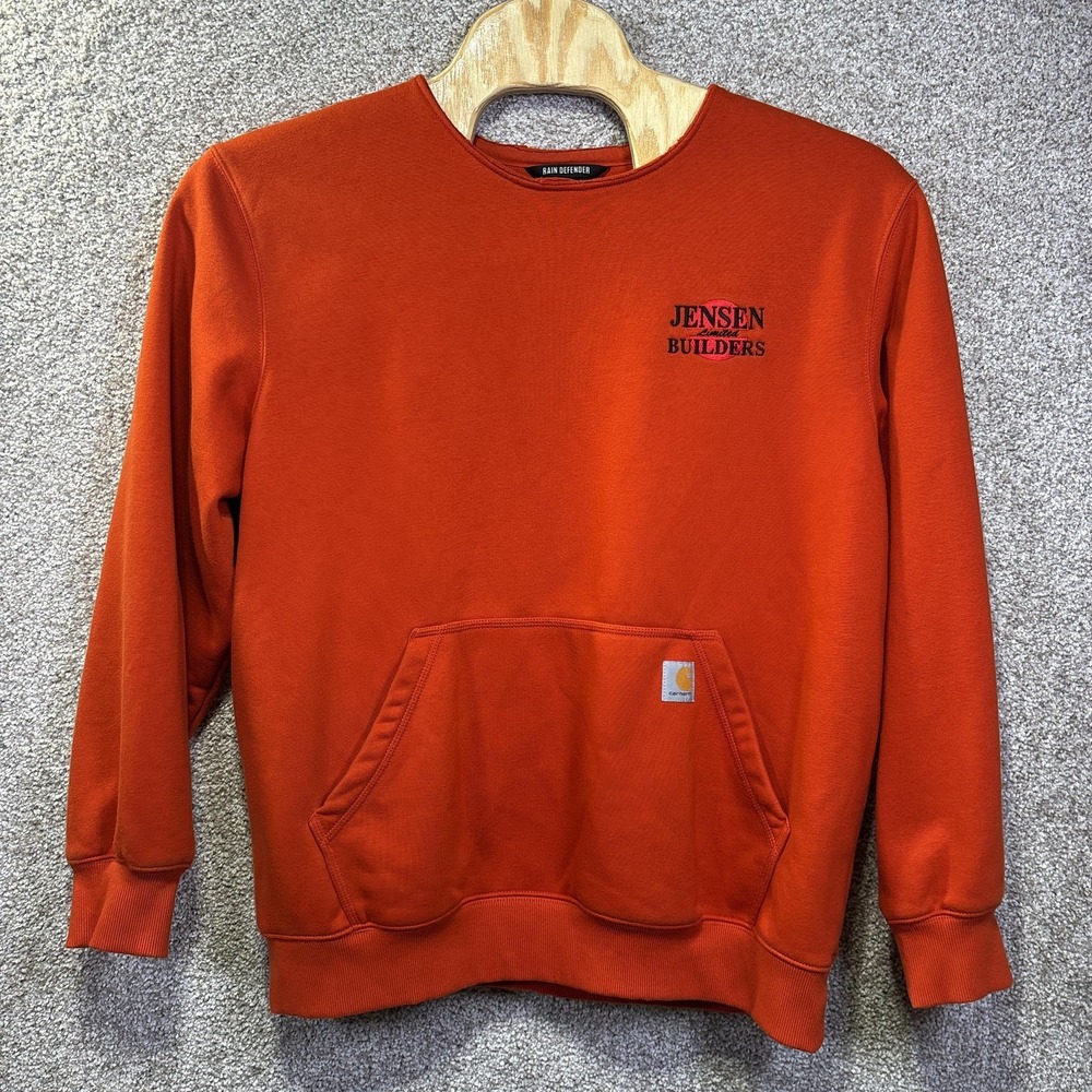 Carhartt Sweatshirt Mens XL Orange Rain Defender Jensen Builders Fleece Workwear